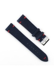 High Quality Suede Leather Antique Watch Straps Blue Watchbands Replacement Strap For Watch Accessories 18mm 20mm 22mm 24mm