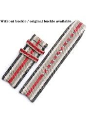 For BU7600 BU7680 Nylon Fabric Watch Band Quartz Men's Watch Band Accessories With Butterfly Buckle Burber-ry Arc Bracelet