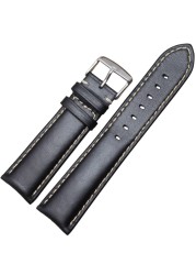 اليدوية جلد طبيعي Watchbands الرجال النساء سوار 18 19 20 21 22 24 مللي متر ساعة أثرية الفرقة حزام المتضمن الفضة مصقول مشبك