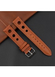 Onthelevel Leather Watchband 18mm 20mm 22mm 24mm Black Brown Coffee Racing Strap Handmade Stitching Quick Release Watch Strap