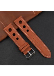 Onthelevel Leather Watchband 18mm 20mm 22mm 24mm Black Brown Coffee Racing Strap Handmade Stitching Quick Release Watch Strap