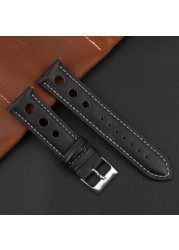 Onthelevel Leather Watchband 18mm 20mm 22mm 24mm Black Brown Coffee Racing Strap Handmade Stitching Quick Release Watch Strap