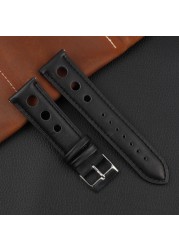 Onthelevel Leather Watchband 18mm 20mm 22mm 24mm Black Brown Coffee Racing Strap Handmade Stitching Quick Release Watch Strap