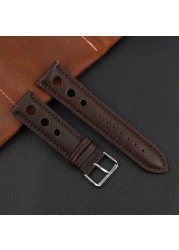 Onthelevel Leather Watchband 18mm 20mm 22mm 24mm Black Brown Coffee Racing Strap Handmade Stitching Quick Release Watch Strap