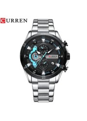 CURREN Men Fashion Waterproof Sport Quartz Chronograph Wristwatch Luxury Stainless Steel Watch With Luminous Relogio Masculino