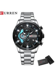 CURREN Men Fashion Waterproof Sport Quartz Chronograph Wristwatch Luxury Stainless Steel Watch With Luminous Relogio Masculino