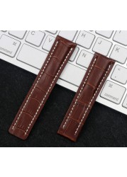 Genuine Real Leather Watch Band Watchband For Breitling Strap For Bentley World Avenger Bentley Strap 20mm 22mm 24mm Logo