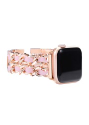 strap for apple watch series 7 band 41mm 45mm chain link leather bracelet for iwatch watchband 42mm 44mm 40mm 38mm SE 6 5 4 3 2