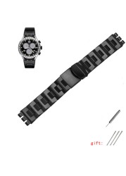 For Swatch Solid Core Metal Bracelet Concave Convex Watch Chain YCS YAS YGS Iron Men and Women Steel Ceramic Watchband