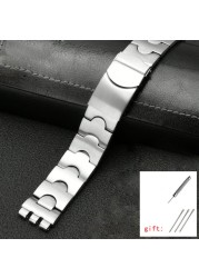 For Swatch Solid Core Metal Bracelet Concave Convex Watch Chain YCS YAS YGS Iron Men and Women Steel Ceramic Watchband