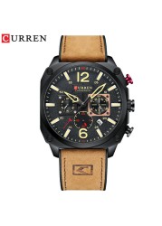 CURREN New 8398 Men's Watch Fashion Waterproof Male Multifunction Chronograph Leather Watch Six Needle Calendar Quartz Watches