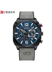 CURREN New 8398 Men's Watch Fashion Waterproof Male Multifunction Chronograph Leather Watch Six Needle Calendar Quartz Watches