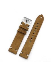 Suede Leather Watch Band18mm 20mm 22mm 24mm Quick Release Strap Replacement Watchband Vintage for Men Women Brown