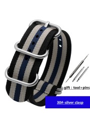 For NATO Zulu strap wholesale 18 color heavy duty nylon watchband 18mm 20mm 22mm 24mm rainbow stripe canvas replacement bracelet