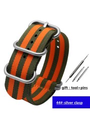 For NATO Zulu strap wholesale 18 color heavy duty nylon watchband 18mm 20mm 22mm 24mm rainbow stripe canvas replacement bracelet