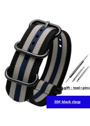 For NATO Zulu strap wholesale 18 color heavy duty nylon watchband 18mm 20mm 22mm 24mm rainbow stripe canvas replacement bracelet