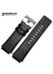 30mm 28mm Black New High Quality Watch Band Men's Strap For DZ1089 DZ1123 DZ1132 Replacement Convex Mouth Strap 30*22mm Black