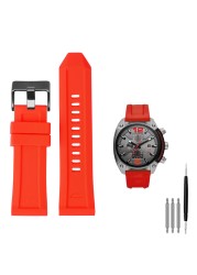 High quality silicone rubber watch band suitable for diesel dz4318/4323/4283/7315/4427 men waterproof soft big strap 24mm26mm