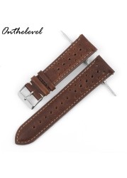 Onthelevel Leather Watch Strap 18mm 20mm 22mm 24mm Durable Coffee Brown Color Watch Band Quick Release Watch Straps Replacement