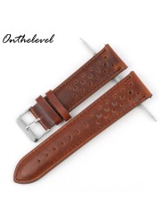 Onthelevel Leather Watch Strap 18mm 20mm 22mm 24mm Durable Coffee Brown Color Watch Band Quick Release Watch Straps Replacement