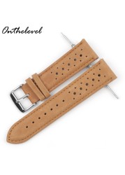 Onthelevel Leather Watch Strap 18mm 20mm 22mm 24mm Durable Coffee Brown Color Watch Band Quick Release Watch Straps Replacement