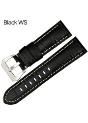 MAIKES Quality Genuine Leather Watch Strap 22mm 24mm 26mm Fashion Blue Watch Accessories Watchband for Panerai Watch Band