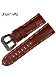 MAIKES Quality Genuine Leather Watch Strap 22mm 24mm 26mm Fashion Blue Watch Accessories Watchband for Panerai Watch Band