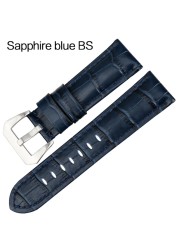 MAIKES Quality Genuine Leather Watch Strap 22mm 24mm 26mm Fashion Blue Watch Accessories Watchband for Panerai Watch Band