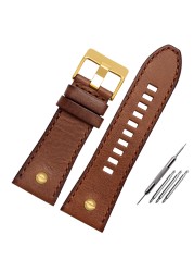 Genuine Leather Watchband for Diesel Watch Strap DZ4476/4482 DZ7408 7406 4318 Strap 22 24 26 28mm Big Size Men Wrist Watch Band