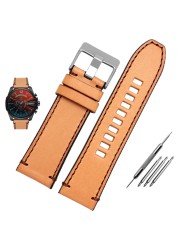 Genuine Leather Watchband for Diesel Watch Strap DZ4476/4482 DZ7408 7406 4318 Strap 22 24 26 28mm Big Size Men Wrist Watch Band