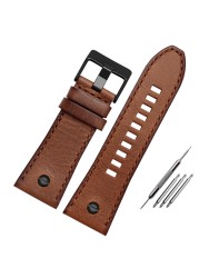 Genuine Leather Watchband for Diesel Watch Strap DZ4476/4482 DZ7408 7406 4318 Strap 22 24 26 28mm Big Size Men Wrist Watch Band