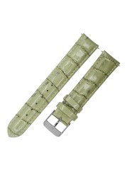 12mm 14mm 16mm 18mm 20mm leather watch band pink olive ivory green watchband genuine leather strap gold stainless steel buckle