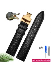 Crocodile crocodile leather strap for Longines Master Omega men and women butterfly clasp watchband 12 14 16 18 20 22 24mm