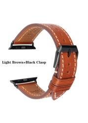 Top Quality Leather Band for Apple Watch 45mm 41mm 44mm 40mm 42mm 38mm Series 7 6 SE 5 4 3 Bracelet iWatch Accessories Strap