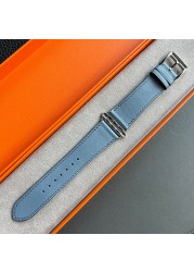 Kebitt High Quality Swift or Barenia Leather Single Round Smart Watch Strap for Apple Watch 7 6 Se 5 4 3 Strap 40mm 44mm 41mm 45mm