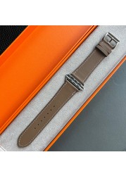 Kebitt High Quality Swift or Barenia Leather Single Round Smart Watch Strap for Apple Watch 7 6 Se 5 4 3 Strap 40mm 44mm 41mm 45mm