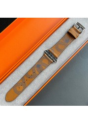 Kebitt High Quality Swift or Barenia Leather Single Round Smart Watch Strap for Apple Watch 7 6 Se 5 4 3 Strap 40mm 44mm 41mm 45mm