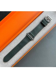 Kebitt High Quality Swift or Barenia Leather Single Round Smart Watch Strap for Apple Watch 7 6 Se 5 4 3 Strap 40mm 44mm 41mm 45mm