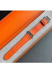 Kebitt High Quality Swift or Barenia Leather Single Round Smart Watch Strap for Apple Watch 7 6 Se 5 4 3 Strap 40mm 44mm 41mm 45mm