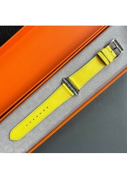 Kebitt High Quality Swift or Barenia Leather Single Round Smart Watch Strap for Apple Watch 7 6 Se 5 4 3 Strap 40mm 44mm 41mm 45mm