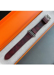 Kebitt High Quality Swift or Barenia Leather Single Round Smart Watch Strap for Apple Watch 7 6 Se 5 4 3 Strap 40mm 44mm 41mm 45mm