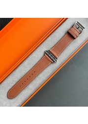 Kebitt High Quality Swift or Barenia Leather Single Round Smart Watch Strap for Apple Watch 7 6 Se 5 4 3 Strap 40mm 44mm 41mm 45mm