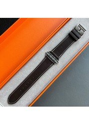 Kebitt High Quality Swift or Barenia Leather Single Round Smart Watch Strap for Apple Watch 7 6 Se 5 4 3 Strap 40mm 44mm 41mm 45mm