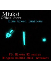 Miuksi Watch Silver Hands Green Blue Luminous Hands Fit NH35 NH36 ETA2824 2836 Miyota8205 8215 821A Mingzhu DG2813 3804 Movement