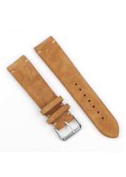 Suede Suede Watch Strap 18mm 20mm 22mm 24mm Handmade Leather Watchband Replacement Tan Gray Beige Color for Men Women Watches