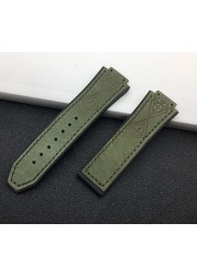 Convex Real Leather Silicone Rubber Watchband 25*17mm for Hublot Strap for Big Bang Strap Watch Band Authentic Bracelet Logo