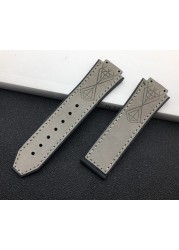 Convex Real Leather Silicone Rubber Watchband 25*17mm for Hublot Strap for Big Bang Strap Watch Band Authentic Bracelet Logo