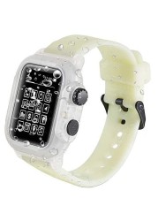 Case + Strap for Apple Watch 6 5 4 SE 44mm Sport Silicone Strap IP68 Waterproof Anti-drop Protective Cover for iwatch 3 2 1 42mm