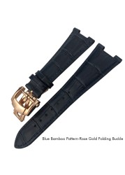 25mm Prong Shape Leather Watch Strap Black Blue Brown Watch Band For Patek Philippe Nautilus Men's Bracelets