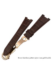 25mm Prong Shape Leather Watch Strap Black Blue Brown Watch Band For Patek Philippe Nautilus Men's Bracelets